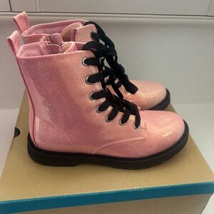 Sparkly Pink Lace-Up Boots